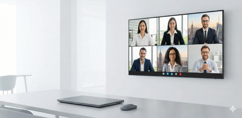 virtual business meeting global team